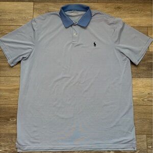 Ralph Lauren Blue and White Striped Polo Shirt